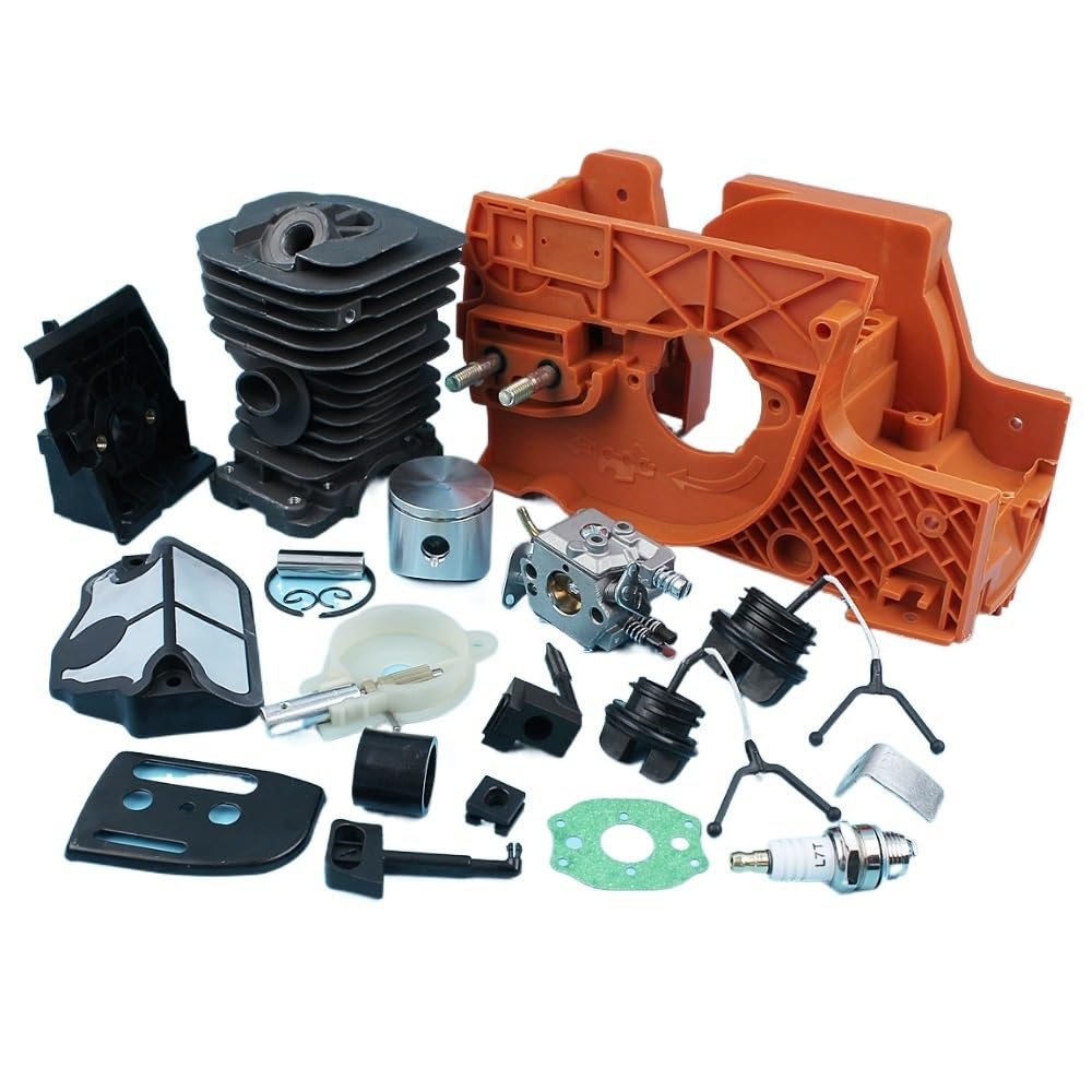 UNARAY Soporte de carburador de pistón de Cilindro de cárter (38mm) Apto for Husqvarna 137 142 Motosierra Bomba de Tapa de Aceite de Combustible Junta de Placa de Barra de Filtro de Aire