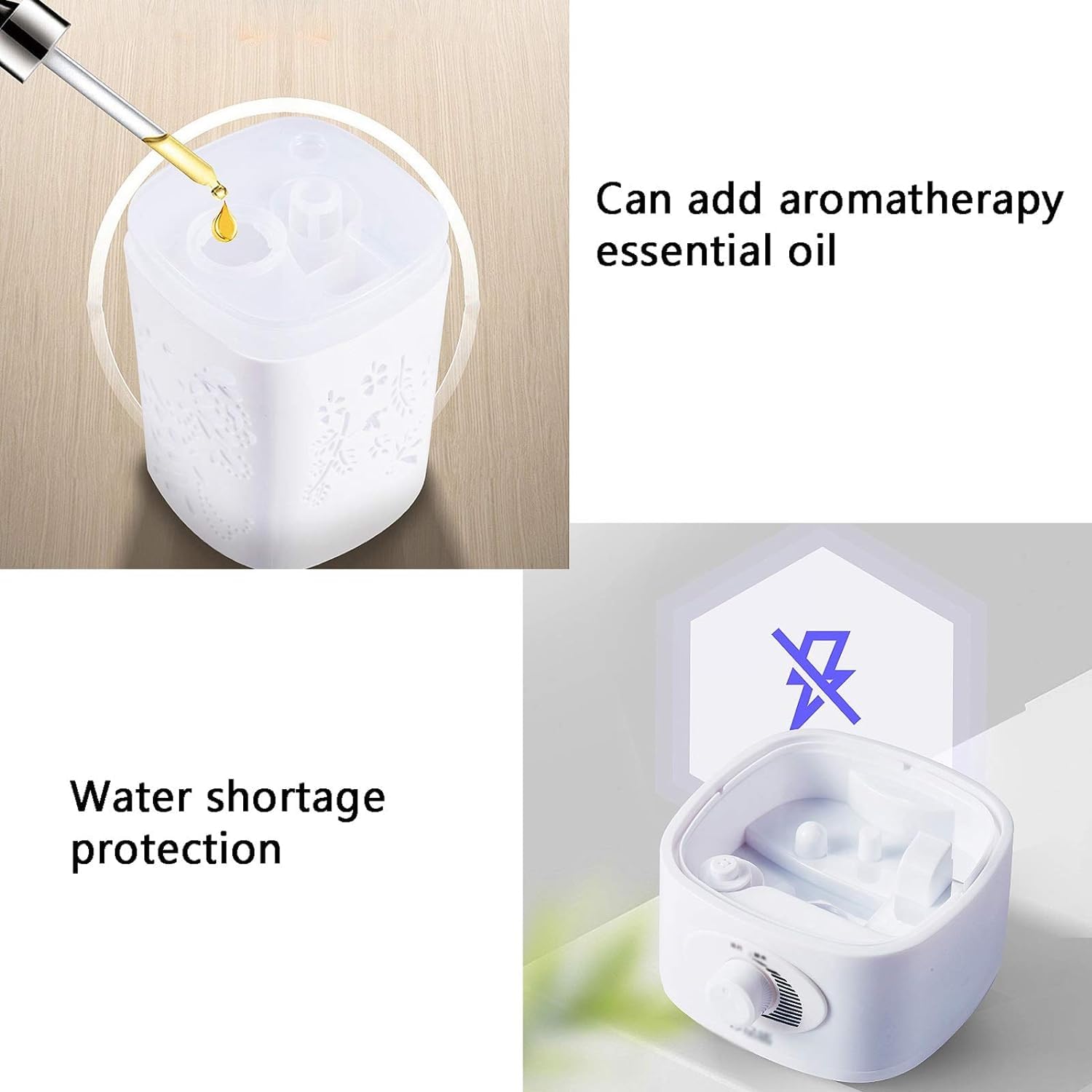 Humidificador de escritorio Humidificadores Humidificador ultrasónico, humidificadores de aire silenciosos de 1,5 l con luz nocturna, apagado automático sin agua, for dormitorio, habitación de bebé, o
