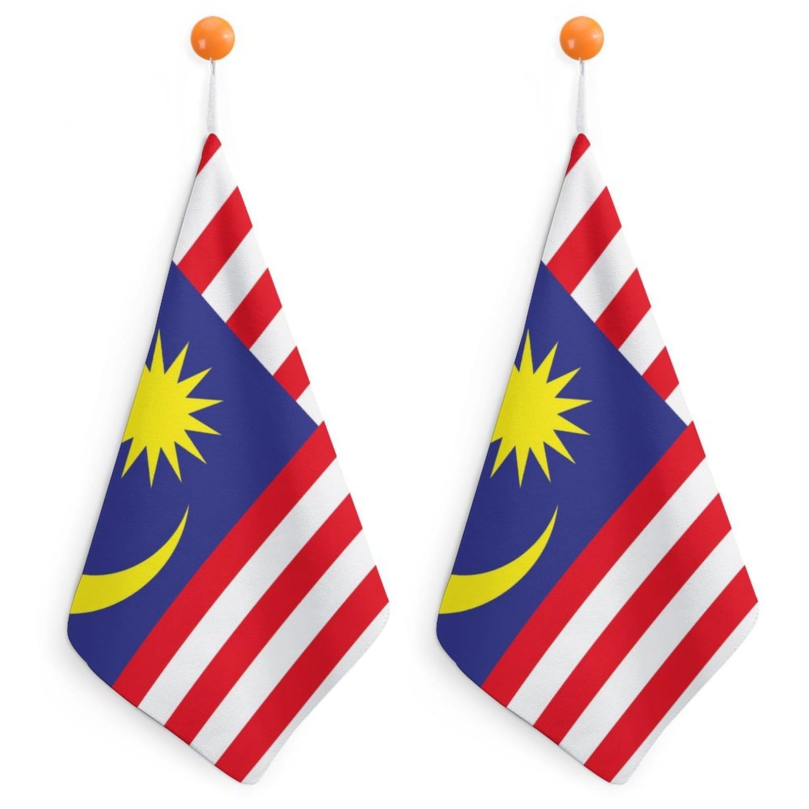TXFBTRFSA Malaysia Flag Hand Towels with Hanging Loop Kitchen Towel Handkerchiefs Cleaning Cloths