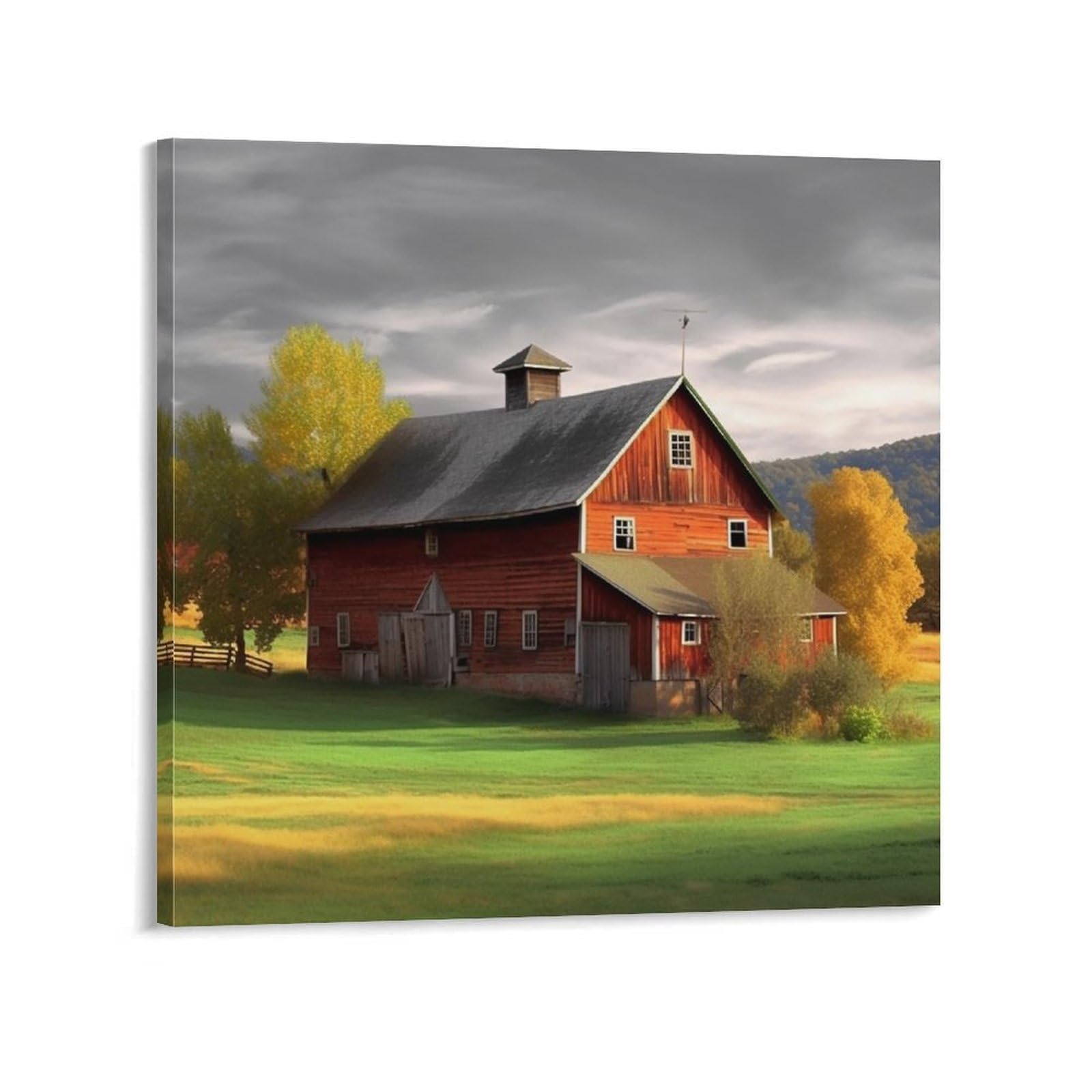 KLOPH Barn Canvas Wall Art for Living Room 08x8inch Modern Artwork Painting for Bathroom Hanging Canvas Prints Aesthetic Wallart for Bedroom Kitchen Office Wall Decor