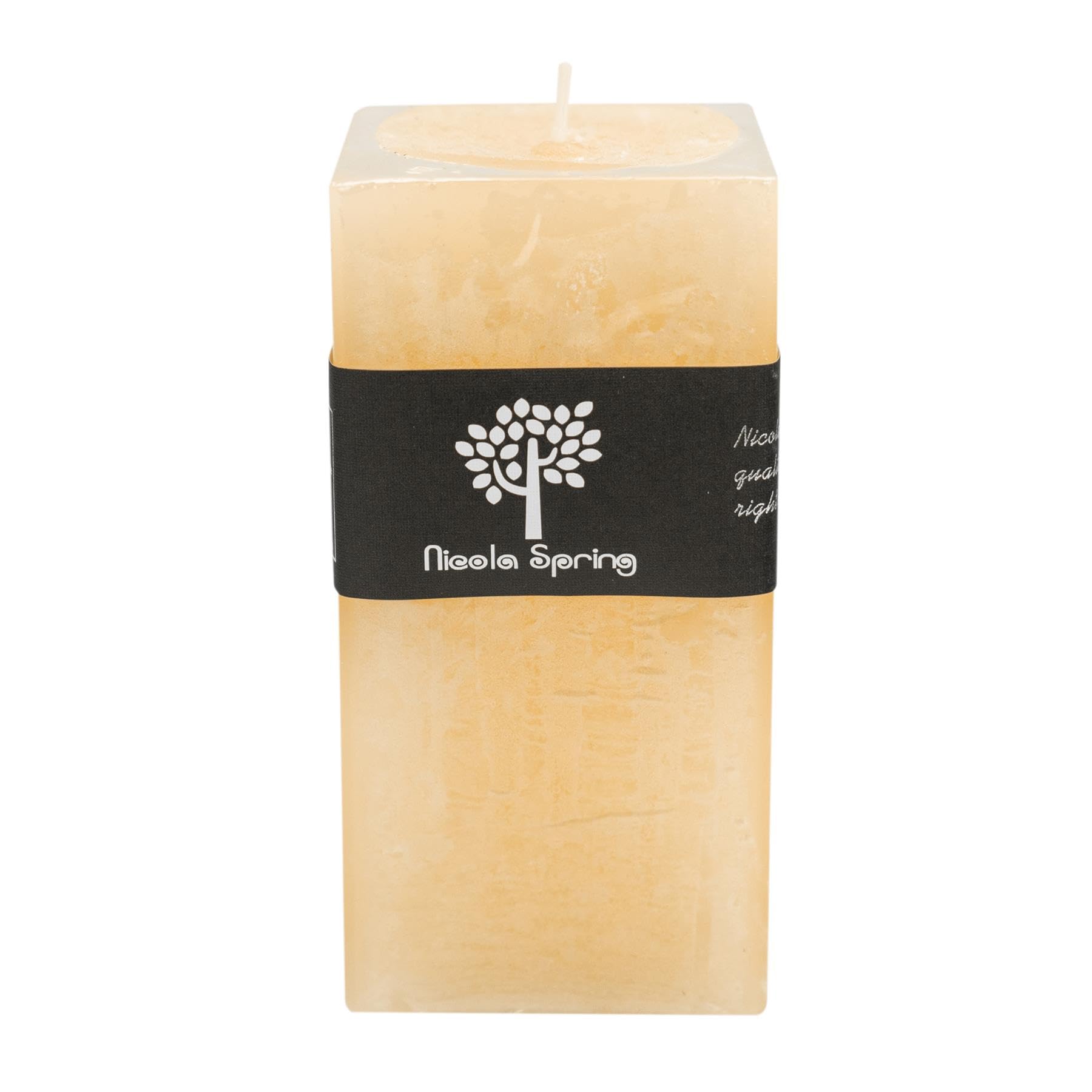 Nicola Spring Scented Pillar Candle - Vanilla Scent - 90 Hour Burning Time - Vanilla Candles Ivory Square Pillar Aromatherapy for Home Fragrance, Kitchen, Living Room, Bedroom