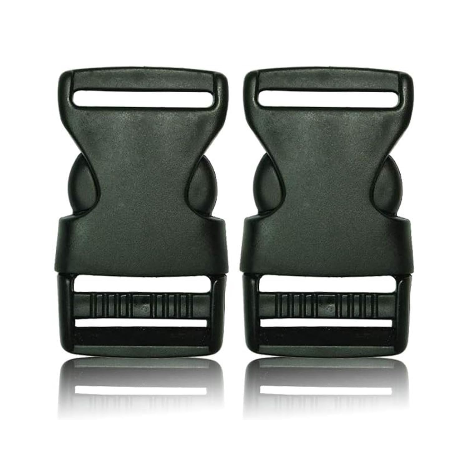 BOB-KRAFT - 2 x 25 mm buckle, plastic click closure, clip closure, buckle for lap belt, replacement buckle for backpack, pack of 2, made in the EU, black, 25mm
