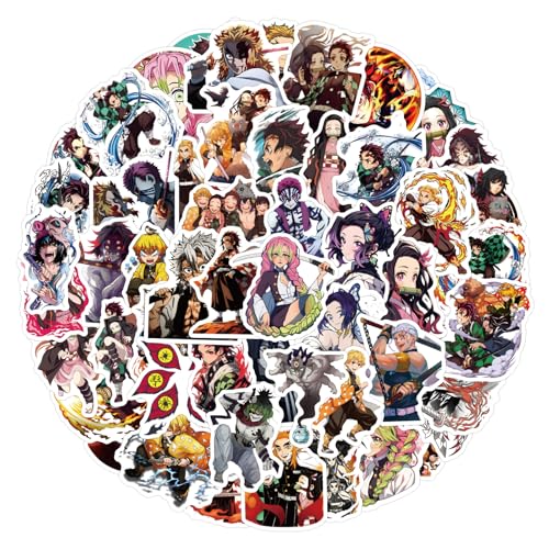 100pcs Japanese Demon Manga Slayer Stickers Mixed Pack Lovely Cartoon Characters Decals Cartoon Anime Sticker for Kids Teens Waterproof Stickers for Water Bottle Laptop Skateboard Guitar (GM100)