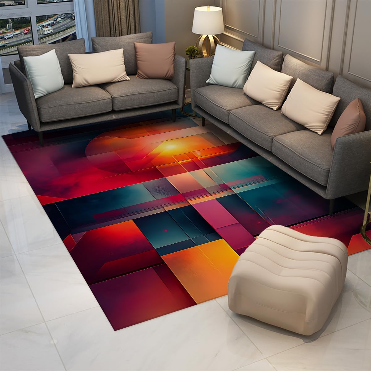 Tapis géométriques pour décoration du sol entrée et grand couloir