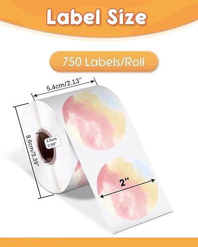 Miniatura 5 de Memoking Etiqueta térmica circular de 2 pulgadas, etiqueta adhesiva redonda autoadhesiva, etiqueta de impresora térmica directa circular para diseño