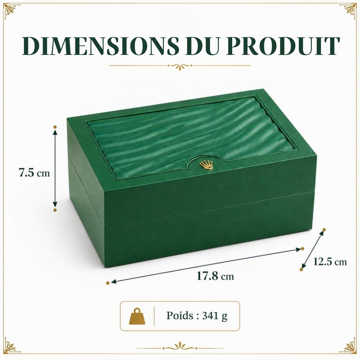 Étui Montre en Cuir Boîte Montre Individuelle avec Coussin Souple avec Intérieur Rembourré pour Rolex Submariner