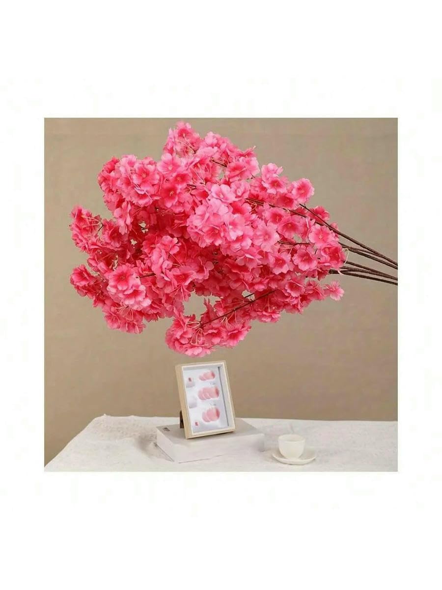 AYHTUD 1pcs artificial 3-pronged encrypted cherry blossom branches, wedding arches, artificial flower decorations, indoor scenery-Peach powder