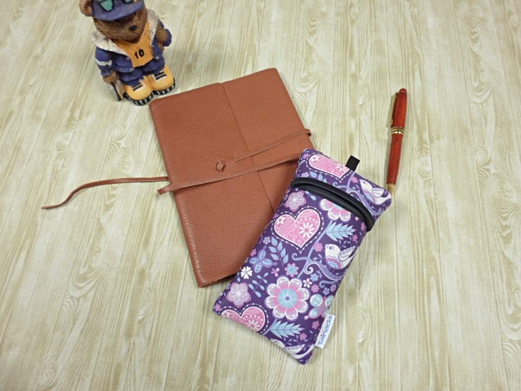 Tainada Neoprene Neck Cell Phone Sleeve Bag Pouch w/Clip (Purple Floral)