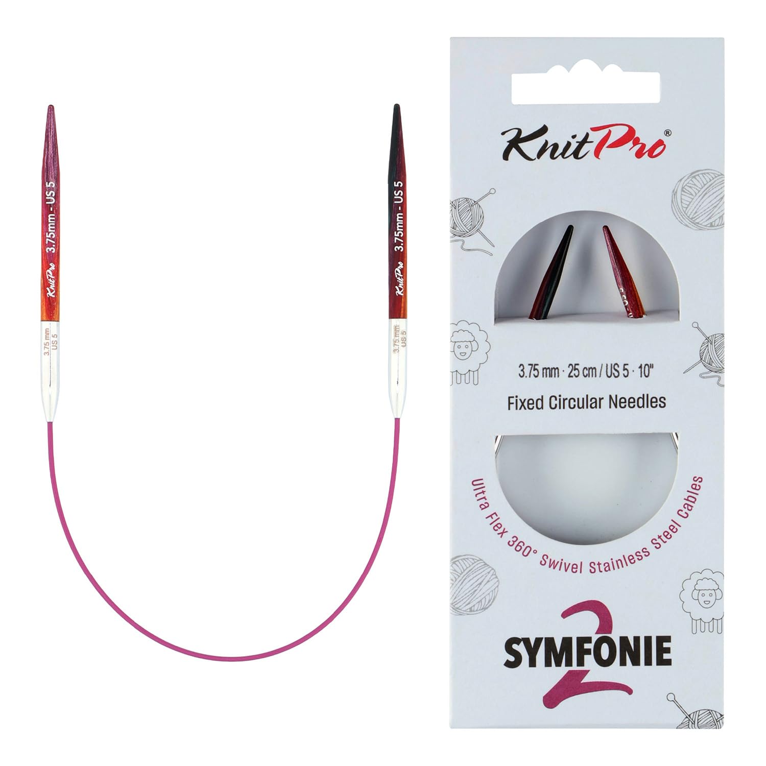 KnitPro Symfonie 2 Fixed Circular Needles 10" (25cm) | 3.75mm โ image 1