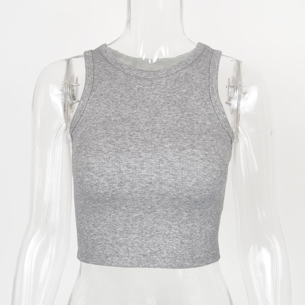 95% Cotton Crop Ribbed Racerback Tank Tops for Women Casual Summer Basic Cropped Tank Top Y2k Tops - Image 5