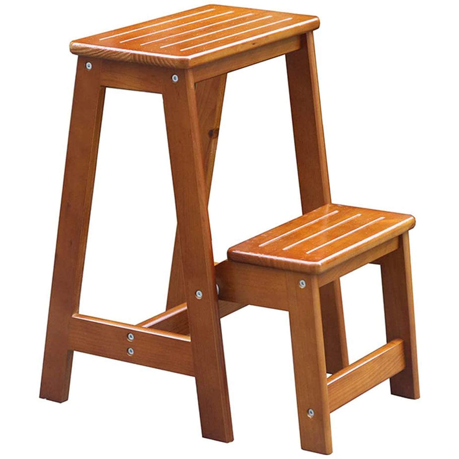 Taburete de 2 escalones DASHADAO de madera y escalera plegable para el hogar