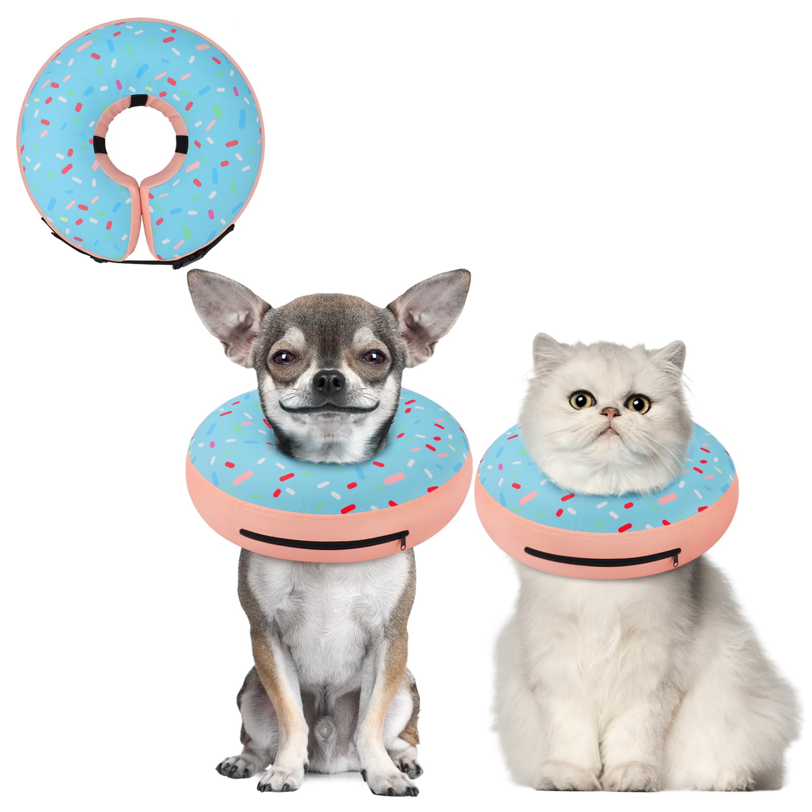 Supet Inflatable Dog Cone Collar for Small Dogs Puppies Cats, Soft Dog Cone Alternative After Surgery for Puppies Cats to Stop Licking Donut Blue XS(Neck 4"-7")