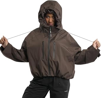 PUFFIT Womens Rain Jacket Waterproof 20000mm,Rain Coats for Women with Hood, Lightweight Waterproof Rain Jacket