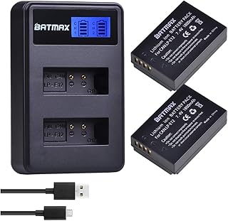 Batmax 2Pcs 1800mAh LP-E12 LPE12 LP E12 Battery + LCD USB Charger for Canon M 100D Kiss X7 Rebel SL1 EOS M10 EOS M50 DSLR Camera