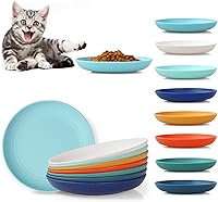 GENLGE 8 Pack Whisker Friendly Cat Bowls - 5.9x1 Inch Shallow Wide Unbreakable Pet Dishes for Indoor Outdoor Cats