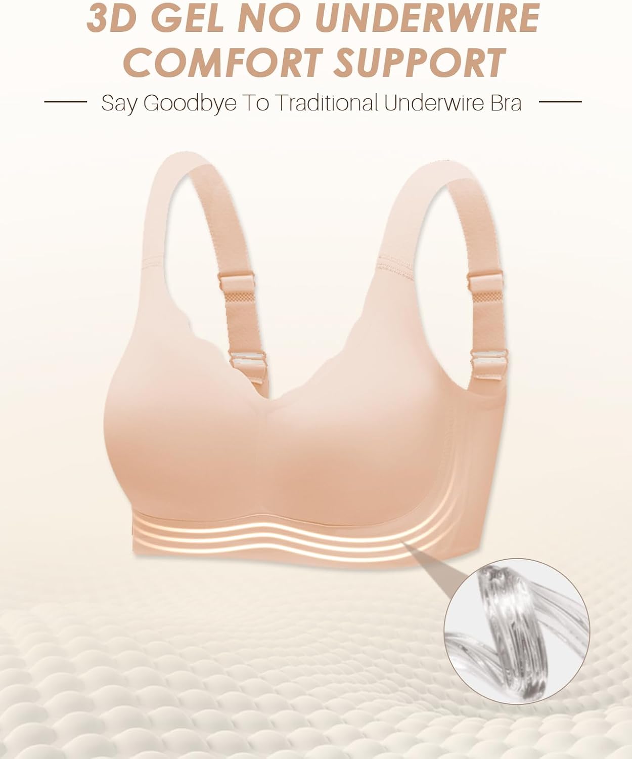 Scalloped Bras No Underwire Padded Push Up Wireless V Neck Seamless Back Smoothing Bra with Support - Image 4