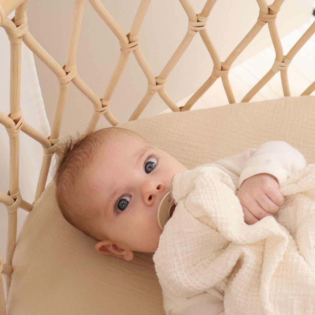 Crib Sheets – Organic Cotton Muslin Fitted Crib Sheet – Standard Size for Baby Boy and Baby Girl 28" x 52" Ultra-Soft and Breathable. 2-Pack (Fog/Tradewinds)