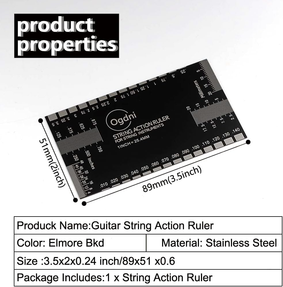 Righello Action Chitarra - Acciaio Inox, Per Misurare Altezza Corde - Foto 2