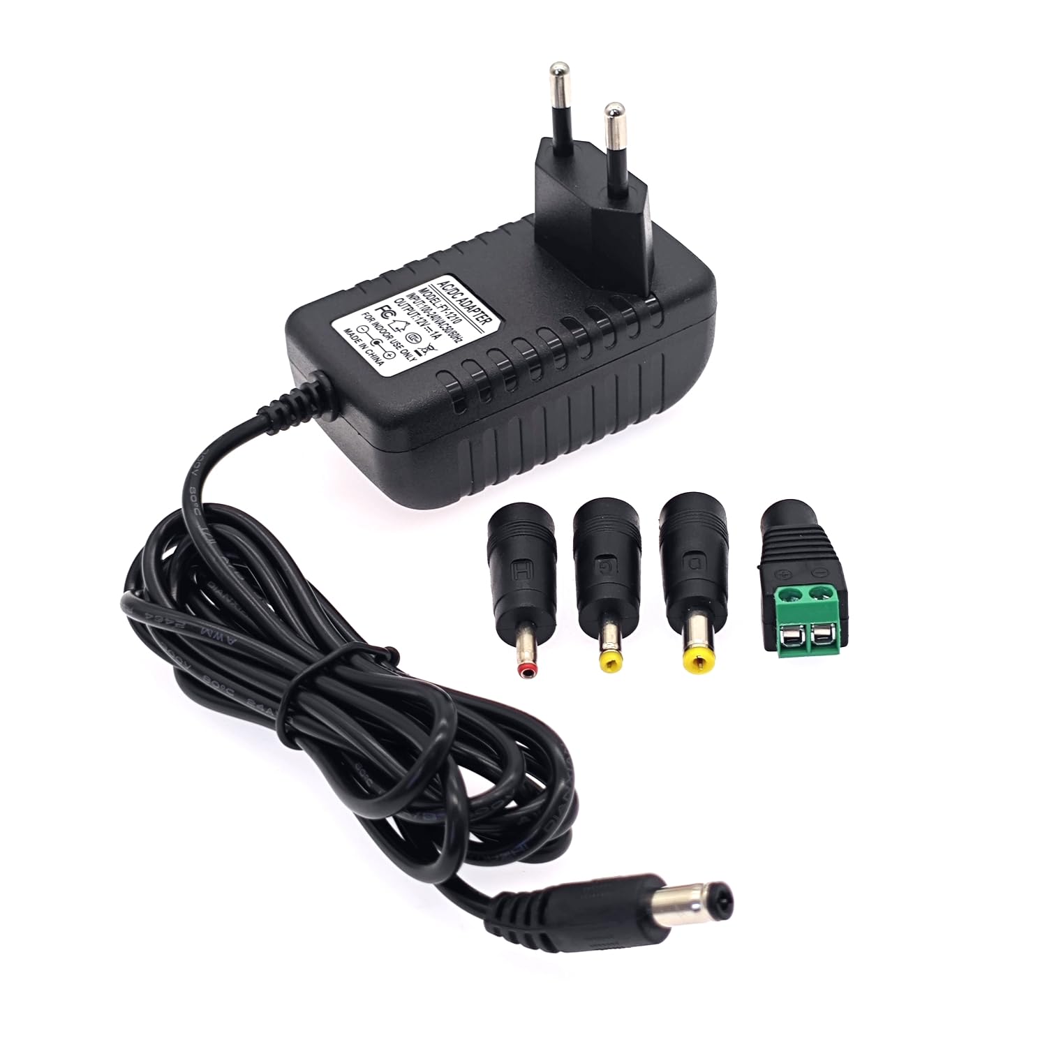 JZK DC 12W 12V 1A Adattatore alimentazione, caricabatterie da muro sostitutivo, con spina a barilotto 3.5 x 1.35 mm/4.0 x 1.7 mm/5.5 x 2.1 mm/terminale LED, per strisce luminose LED, telecamera CCTV