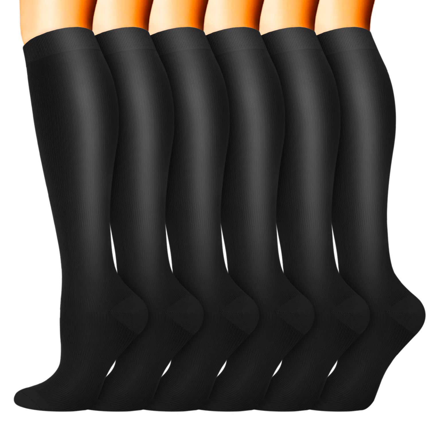 Sooverki Compression Socks for Women &amp; Men 6 Pairs is Best Supportive Knee High Stockings for Circulation, Travel, Nurses