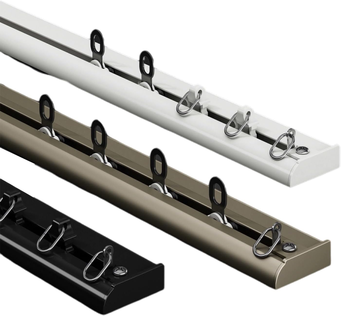 Ultra Thin Aluminum Curtain Track 1-6m, Ceiling Rail for Room Divider, Silent Rollers & Hardware Included, Black Color, Perfect for Privacy Curtains (140cm/4.6ft)