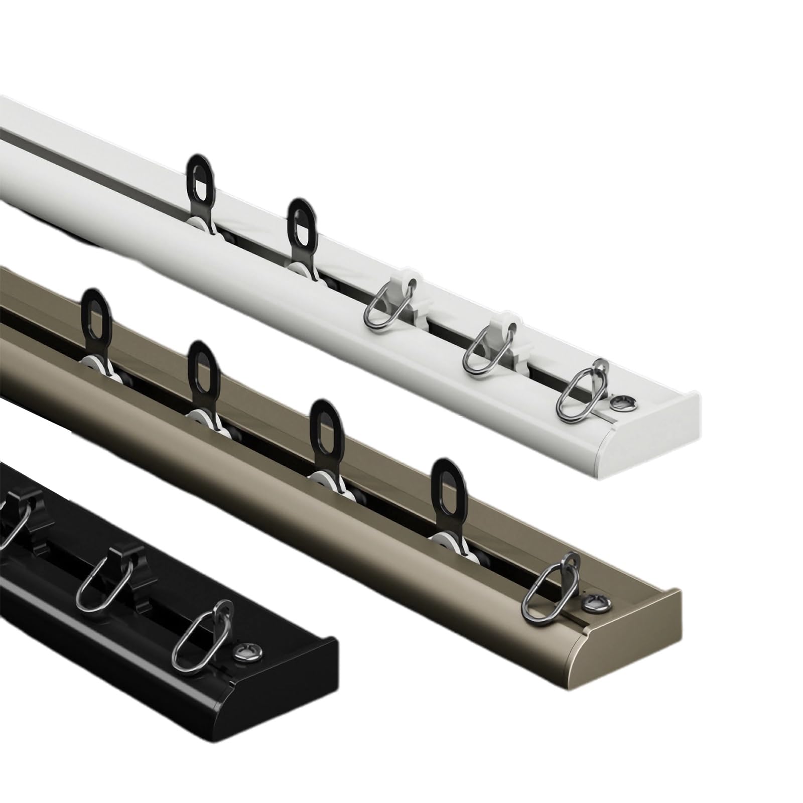 Yavyav White Ultra Thin Curtain Track, Aluminium Ceiling Track, 1-6M Privacy Room Divider Curtain Rail, With Silent Rollers, Installation Hardware(,280Cm(2 * 140Cm))