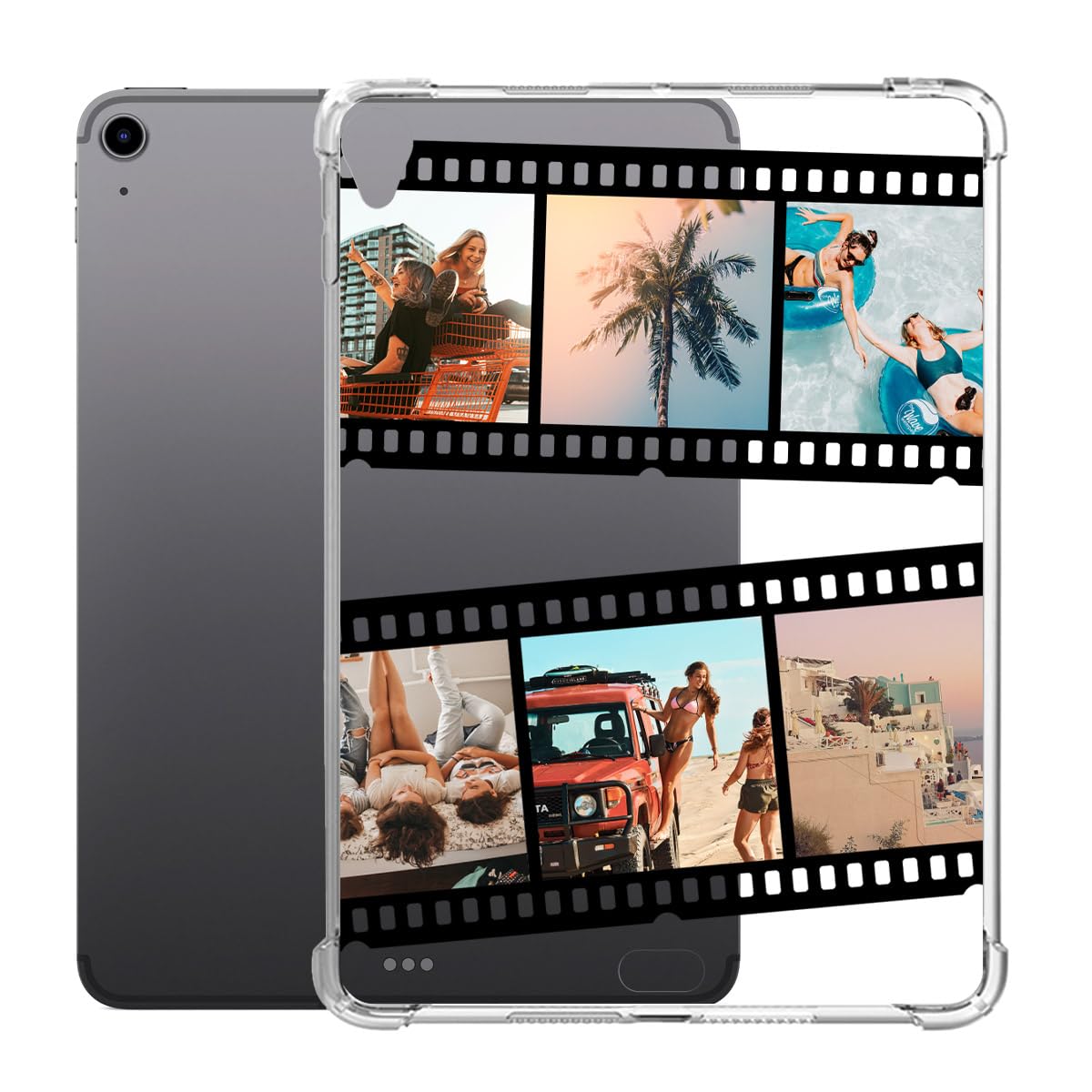 Photo Case for Apple iPad Air 4th Generation 10.9 inch 2020, Custom Personalized Collage Pictures Text Name Cover, Clear Tablet Case, Slim Fit