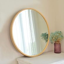 Bath+ Moderner Wandspiegel Gro Er Kreis Holzrahmen Wohnzimmer Badezimmer Frisiertisch Eingangsbereich FlurSchwarz Holzfarbe 50/60/70/80 cm