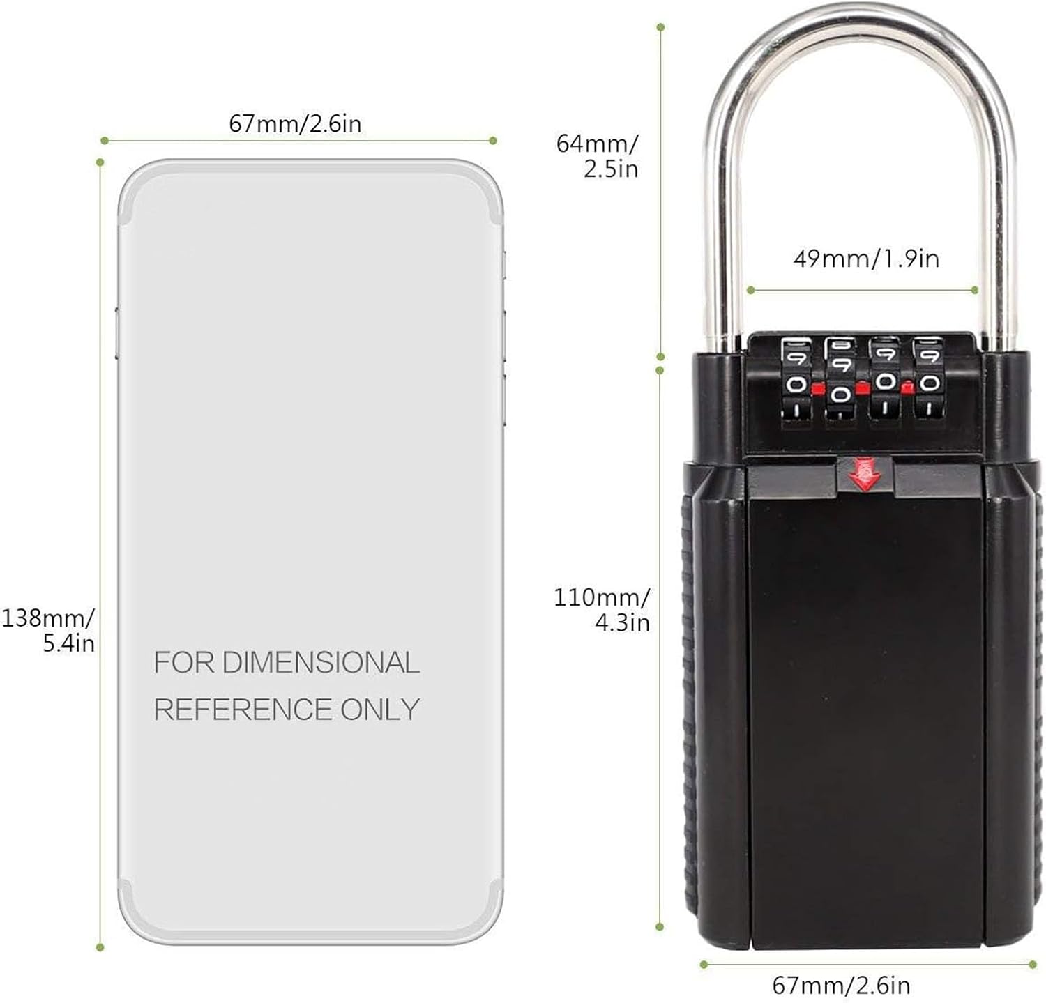 Key Lock Box, 4 Digit Combination Keys Safety Boxes Weatherproof Storage, Large Capcity 6 Keys of House Car Padlock, Portable for Indoor Outdoor