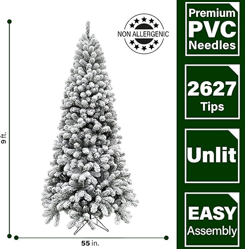 Miniatura 62 de Fraser Hill Farm Árbol de Navidad artificial flocado de pino de Alaska de 12 pies con luces LED blancas cálidas y soporte, árbol falso plegable