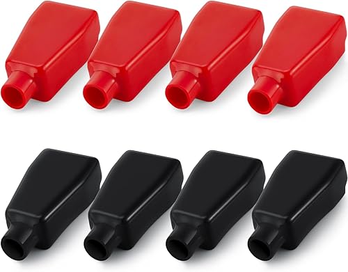 Miniatura 10 de Frienda 12 cubiertas de terminales de batería para terminales de batería, protector aislante positivo y negativo, cubiertas de cable en rojo y negro