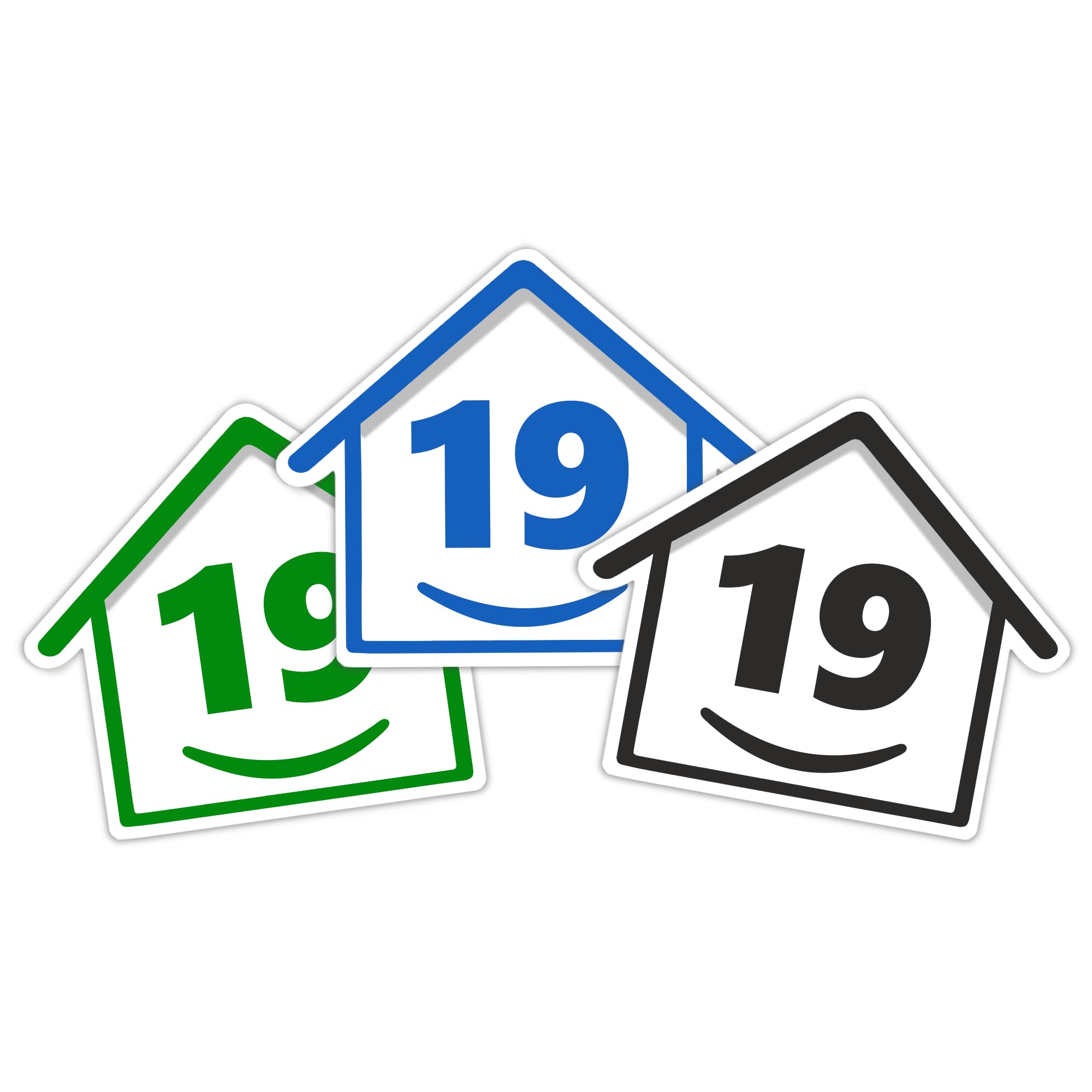 3 x Bin Numbers for Wheelie Bins, 1-99, 15cm ‘Happy House’ Colour Design Dustbin Stickers, Easy Application Stick On Number Stickers - Weatherproof Self Adhesive Vinyl – Blue, Black and Green (14) — view 43