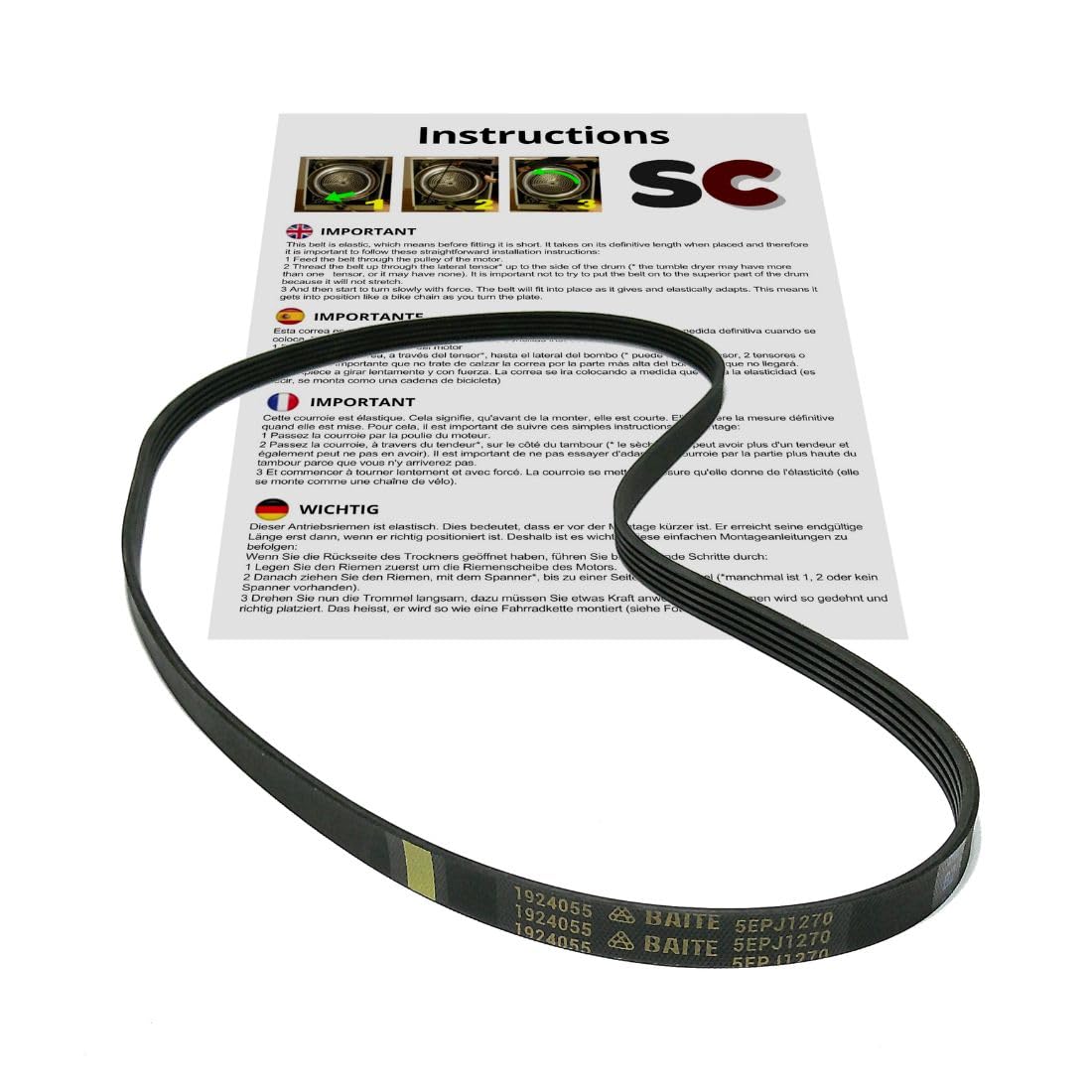 Courroie Machine à Laver 5PJE 1171 HF (L2852280100) - Élastique, Longueur 1171 Mm - Qualité CE