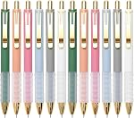 Linbsunne Ballpoint Pens Black Medium Point 1mm Pen with Super Soft Grip Ball Point Pen for Men Women Retractable Pens (gold-12 pcs)