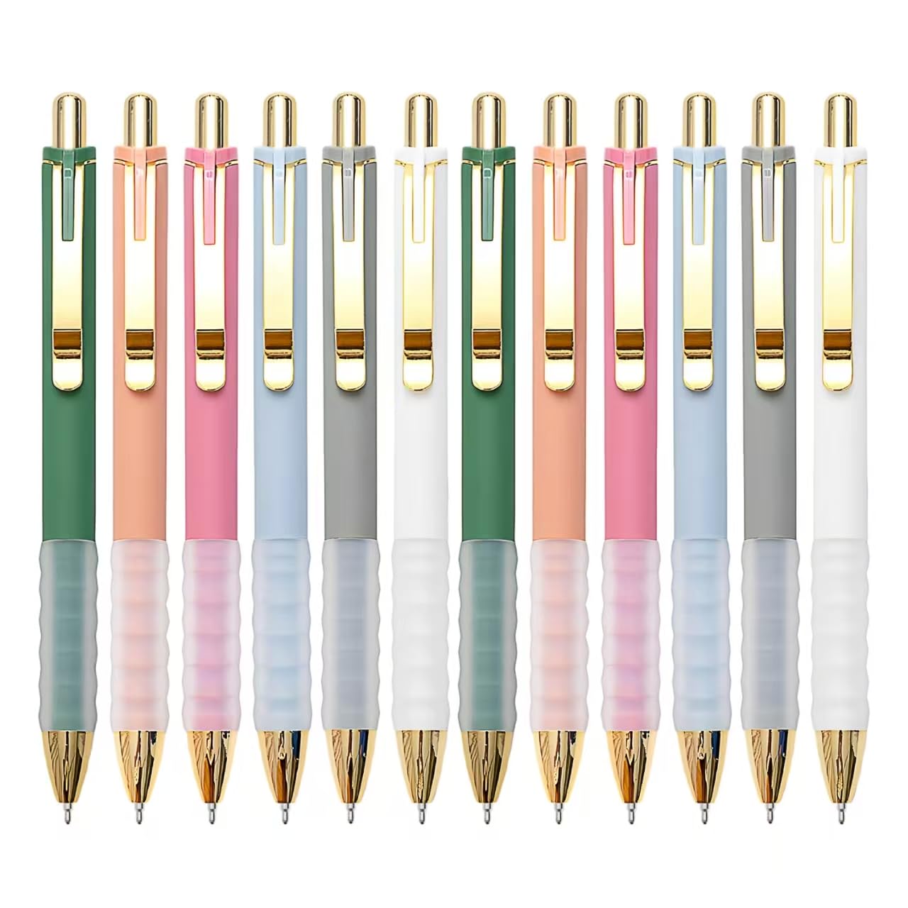Linbsunne Ballpoint Pens Black Medium Point 1mm with Super Soft Grip Ball Point Pen for Men Women Retractable(gold-6x2 pcs)