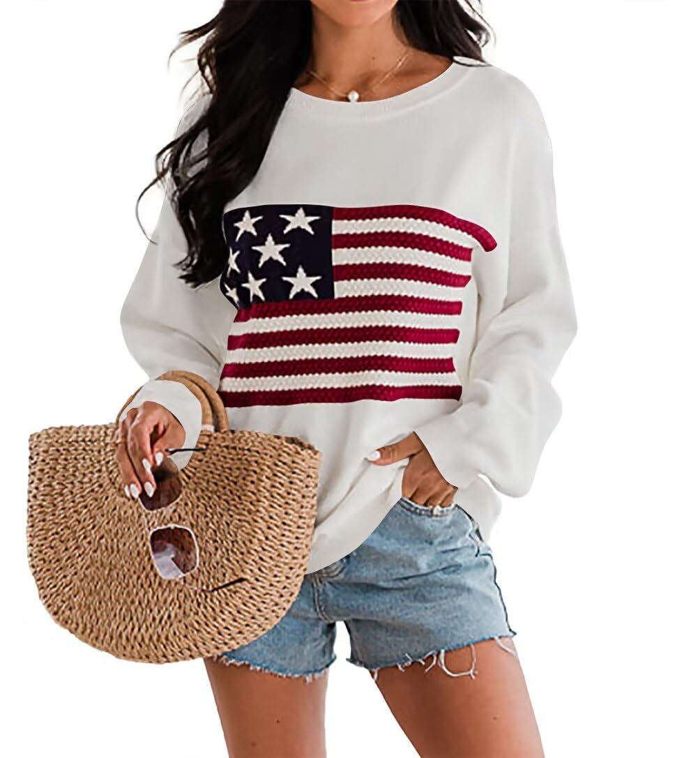 Dressmine Womens American Flag Sweater Knit