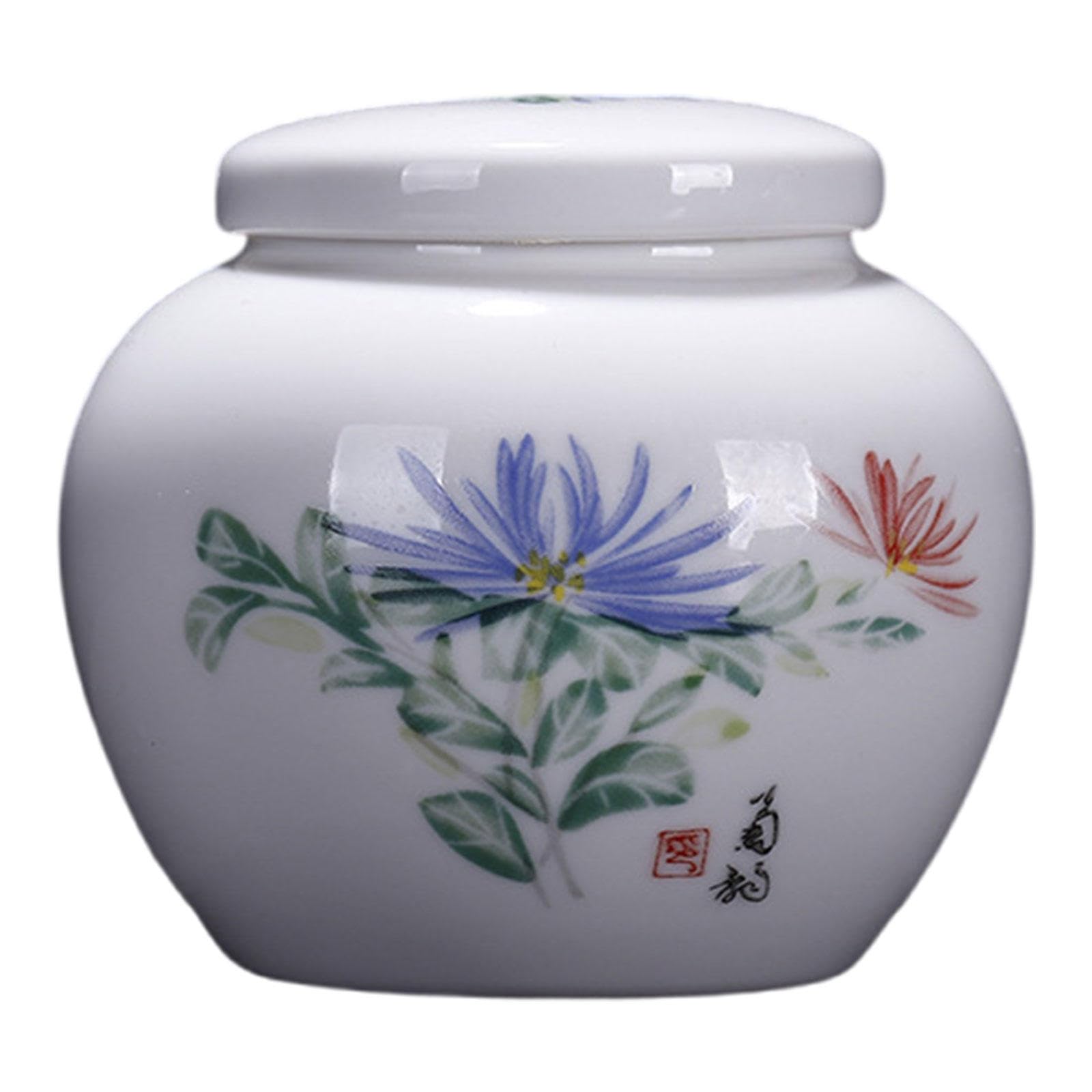Ceramic urns, Cremation Funeral Burial Keepsake Urns, Ceramic Sealed Jar with Hand-Painted Pattern, Pet Urn(B)