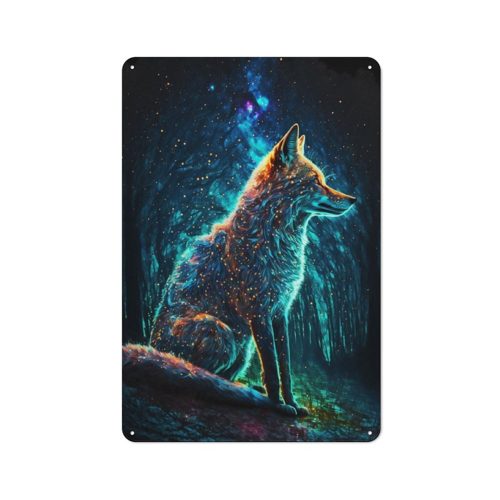 Junmoney Paint The Fox In Forest Retro Tin Sign 30X20cm For Garden Room Or Summerhouse, A Housewarming Gift For Garden Room Decor Fans