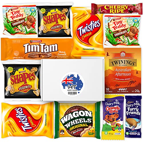 Australian Snacks Gift Box With the Best Australian Candy and Food Products, Packed With Aussie Candy Classics Including Tim Tams, Arnottâ€™s, Twisties, Red Rippers and Much More - Happy Tucker
