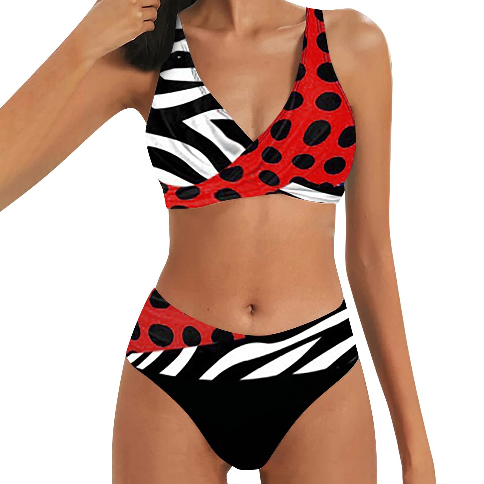 Generic Bikini Morado Mujer Bikinis D Traje De BañO Rojo Mujer Bikinis Mujer Bonitos Bikini Asimetrico Mujer Los Mejores Bikinis para Poco Pecho Traje De BañO Cruzado Delante Mejor Bikini para Poco Pecho