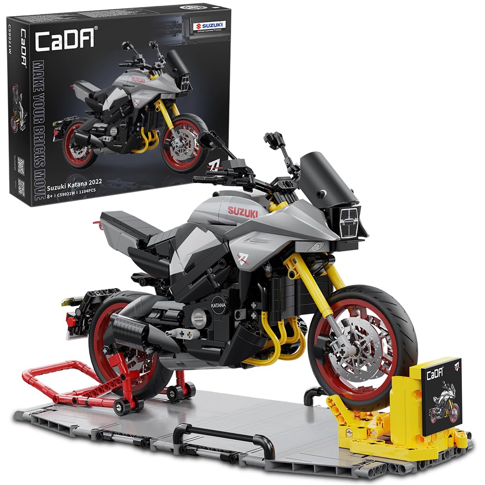 CADA C59021W Genuine Suzuki Authorized Katana Blade, 1104 Pieces MOC 1:6 Suzuki Blade Motorcycle Model, Car Toy Gift Suitable for Adults and Teens