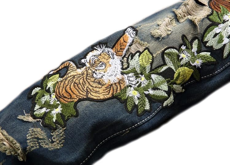 Enrica Men's Ripped Straight Slim Moto Biker Jeans - Image 6