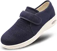 Tênis feminino de caminhada para diabéticos, ajustável, para uso ao ar livre, fácil de colocar e tirar, chinelos de largura larga, conforto para idosos, pés inchados, edema, dor nos pés