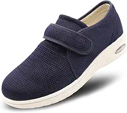 Tênis feminino de caminhada para diabéticos, ajustável, para uso ao ar livre, fácil de colocar e tirar, chinelos de largura larga, conforto para idosos, pés inchados, edema, dor nos pés