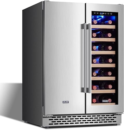 Refrigerador de bebidas, refrigerador de vino de 24 pulgadas con control de temperatura digital de doble zona, puertas delanteras de vidrio e