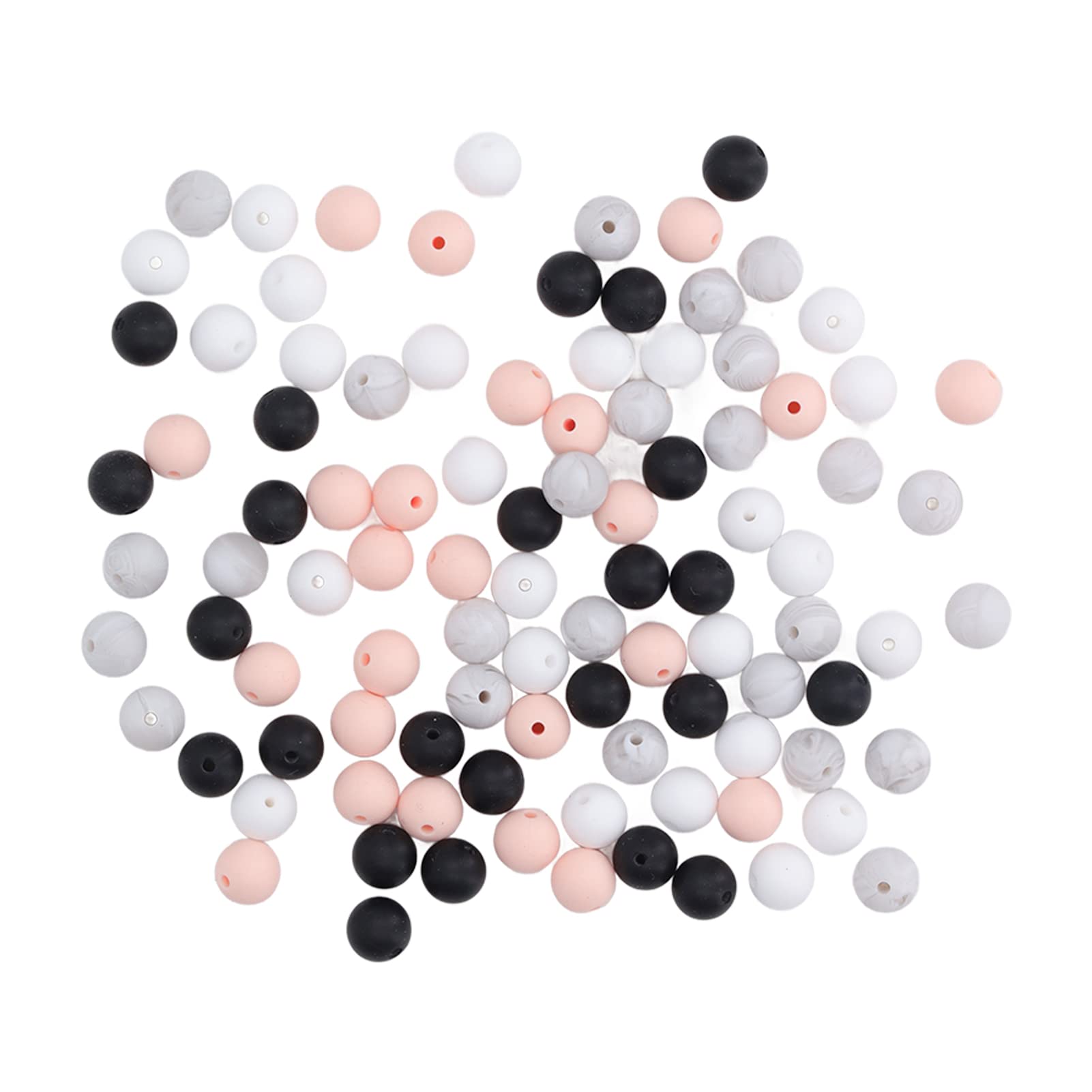 SorazSilicone Bracelet Beads, Soft Silicone Beads Exquisite 100pcs Multiple Colors 9mm for Necklaces (Type C)