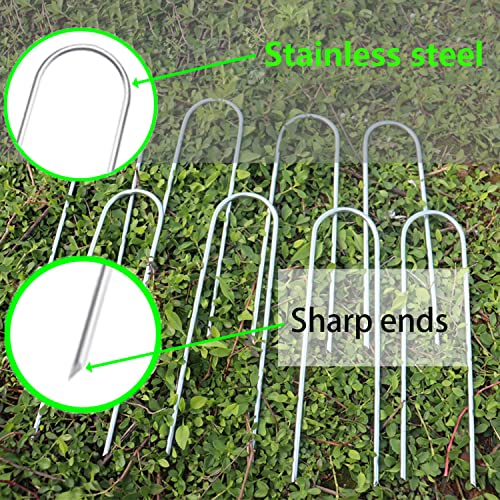 Image of Heavy Duty Trampoline Stakes Anchors High Wind Stakes U- Shaped Sharp Ends Ground Anchor Galvanized Steel 11.8inch Safety Stakes for Soccer, Tents and Garden Decorations
