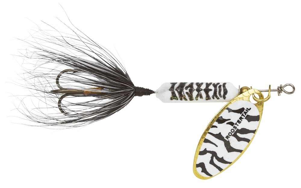 Yakima Bait Wordens Original Rooster Tail Spinner Lure, White Black Tiger, 1/6-Ounce
