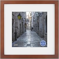 Vista 65 de RPJC - Marco de fotos de 4 x 4 pulgadas hecho de madera maciza con vidrio de alta definición para montaje en pared, acabado en madera flotante