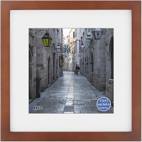 Miniatura 65 de RPJC - Marco de fotos de 4 x 4 pulgadas hecho de madera maciza con vidrio de alta definición para montaje en pared, acabado en madera flotante